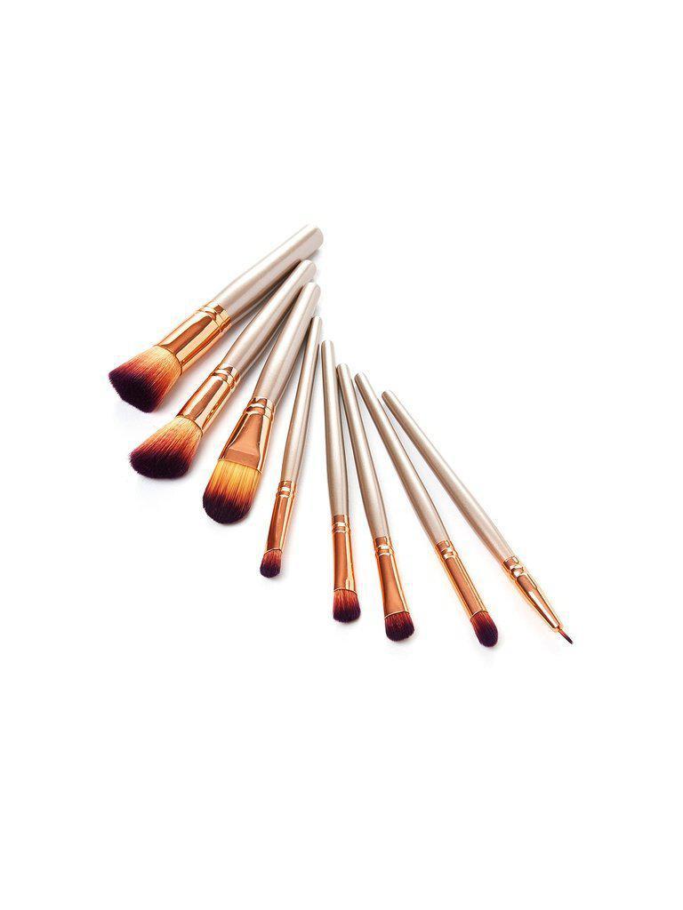 Metallic Handle Makeup Brush Set 8pcs-makeup-Des Mess
