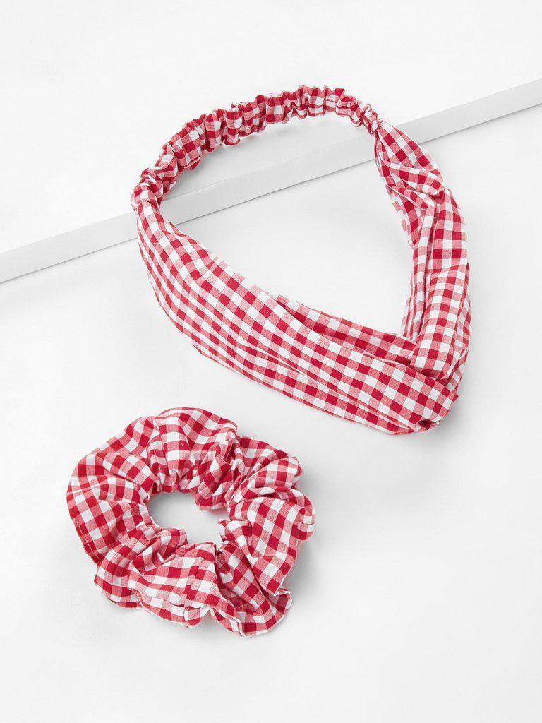 Gingham Print Headband & Hair Tie-hair-Des Mess