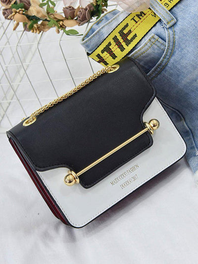 Piping Detail Two Tone Chain Bag-accessories-Des Mess