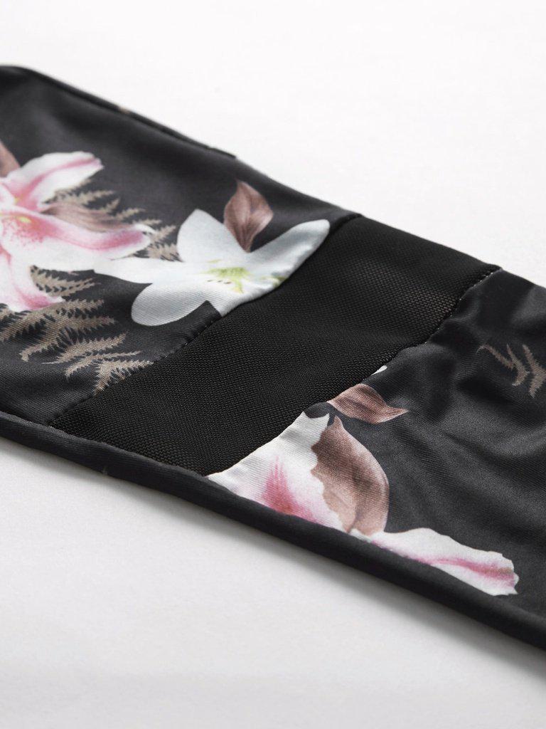 Mesh Insert Florals Leggings-bottom-Des Mess