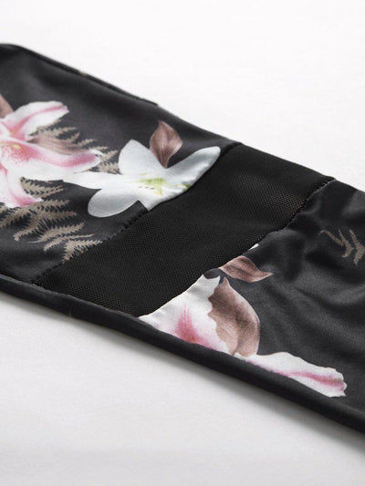 Mesh Insert Florals Leggings-bottom-Des Mess