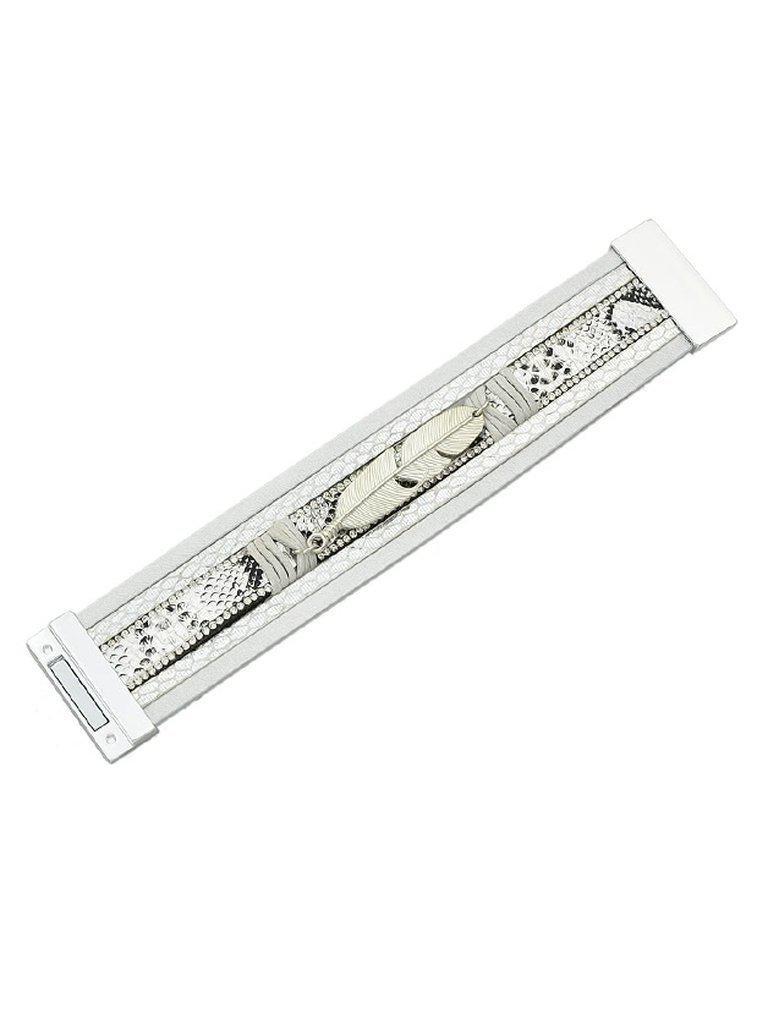 Silver Multilayer Blue Black Pu Leather Wrap Bracelets--Des Mess