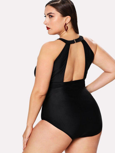 Mesh Panel High Neck Swimsuit-swimwear-Des Mess
