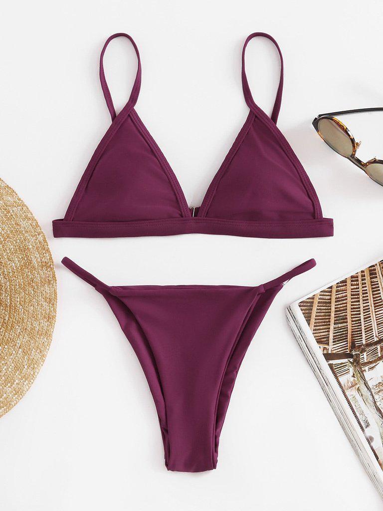 Adjustable Strap Triangle Bikini Set-swimwear-Des Mess