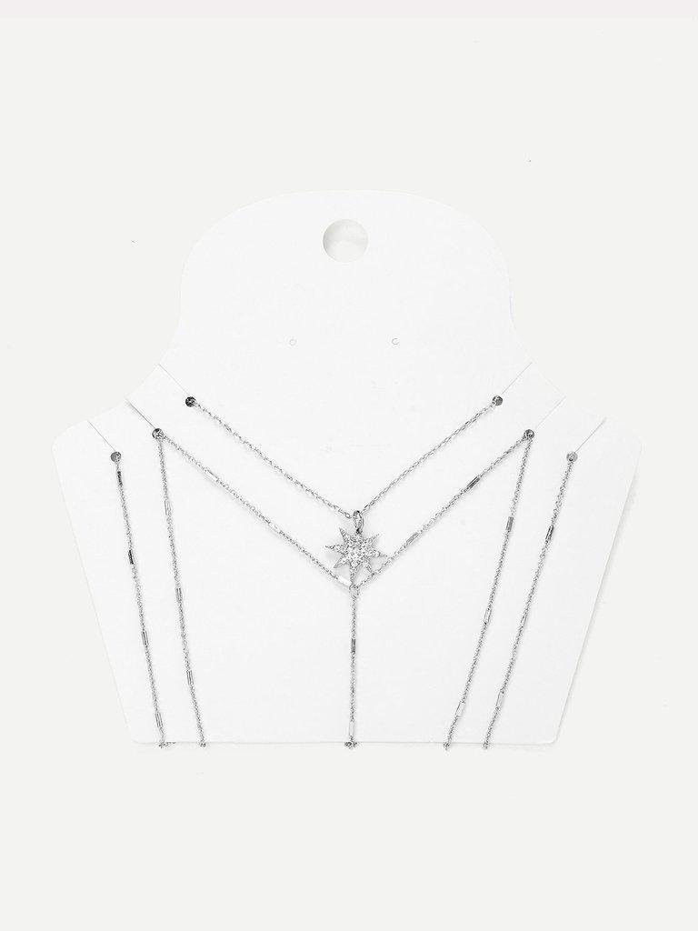 Layerd Chain Body Harness With Necklace-jewelry-Des Mess