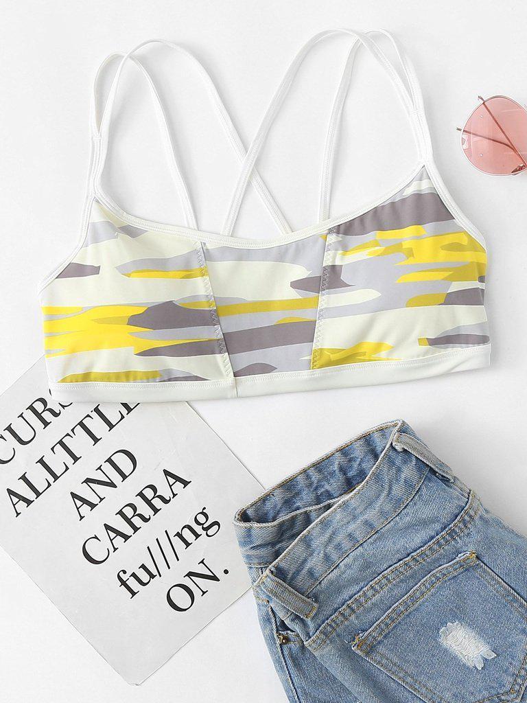 Colorblock Strappy Sports Bra-sportswear-Des Mess