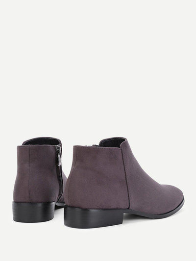 Side Zipper Suede Flat Boots-shoes-Des Mess