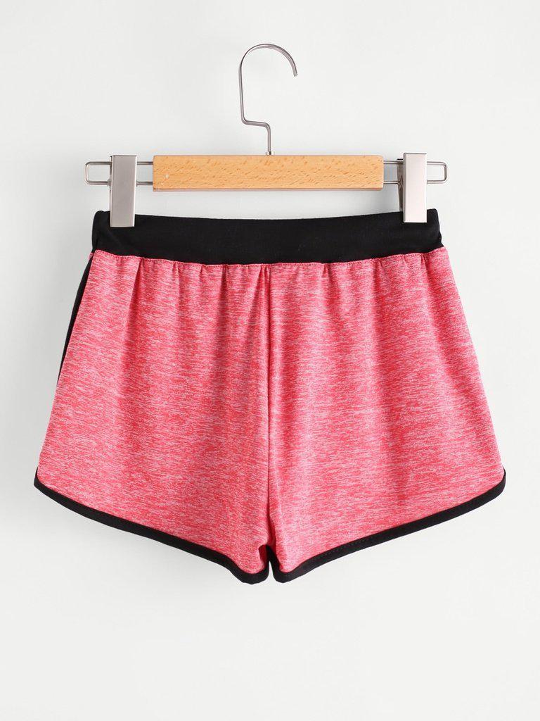Drawstring Waist Ringer Shorts-bottom-Des Mess