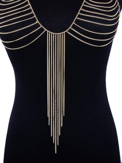 Chain Tassel Bralet Body Chain-jewelry-Des Mess