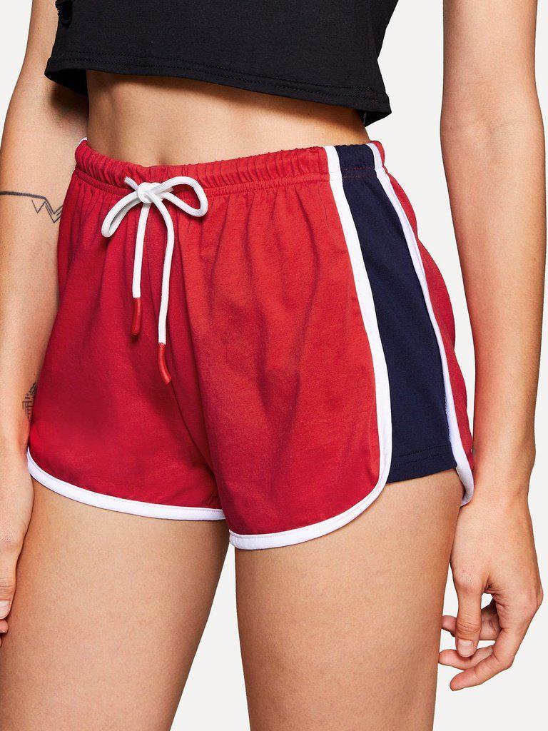 Contrast Binding Color Block Dolphin Shorts-bottom-Des Mess