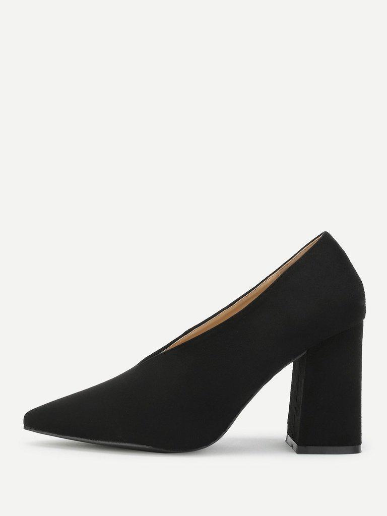High Vamp Chunky Heeled Pumps-shoes-Des Mess
