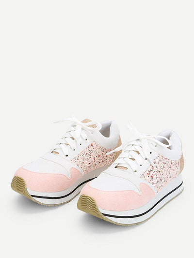 Flower Lace Panel Lace Up Trainers-shoes-Des Mess