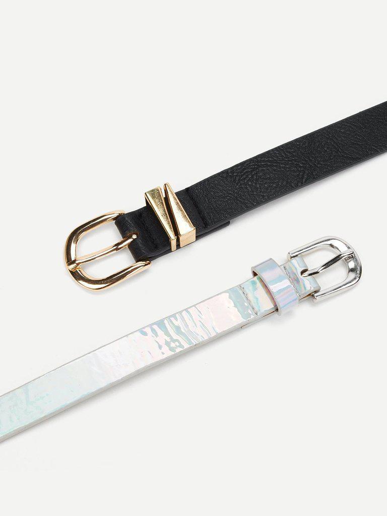Buckle Design PU Belt Set 2Pcs-accessories-Des Mess