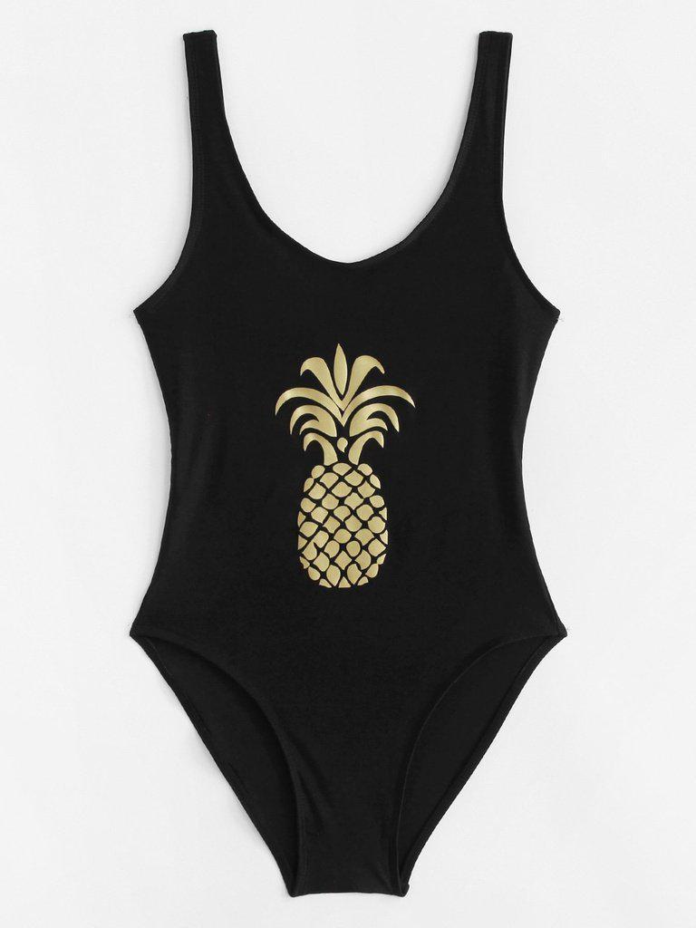 Pineapple Print Swimsuit-swimwear-Des Mess