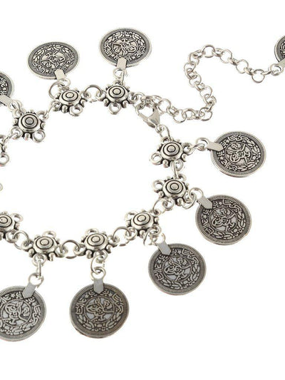 Antique Silver Coin Tassel Anklet 1PC-jewelry-Des Mess