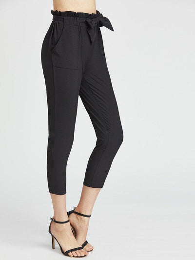 Ruffle Waist Self Tie Capri Pants-bottom-Des Mess