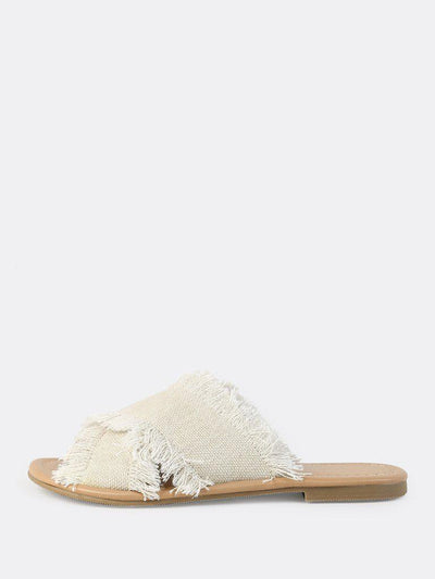 Raw Trim Cross Band Denim Flip Flops-shoes-Des Mess