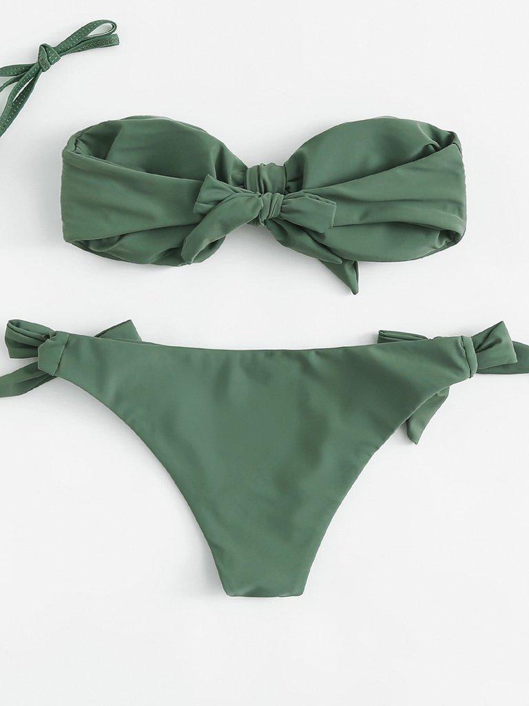 Detachable Straps Knot Bikini Set-swimwear-Des Mess