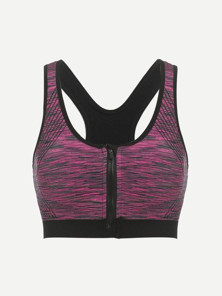 Zipper Front Sports Bra