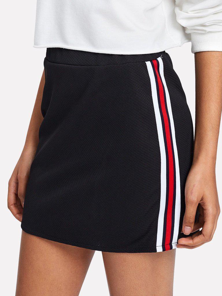 Striped Tape Side Skirt-bottom-Des Mess