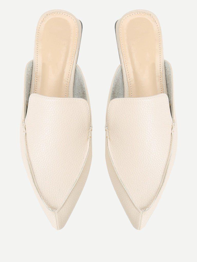 PU Pointed Toe Flat Mules-shoes-Des Mess