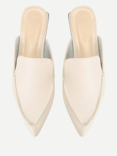 PU Pointed Toe Flat Mules-shoes-Des Mess
