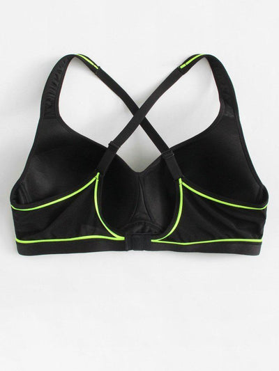 Contrast Seam Cross Back Sports Bra-sportswear-Des Mess