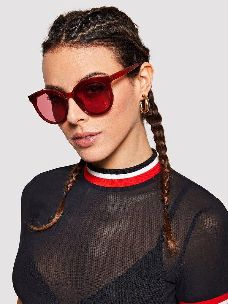 Metal Ring Detail Mirror Lens Sunglasses-accessories-Des Mess