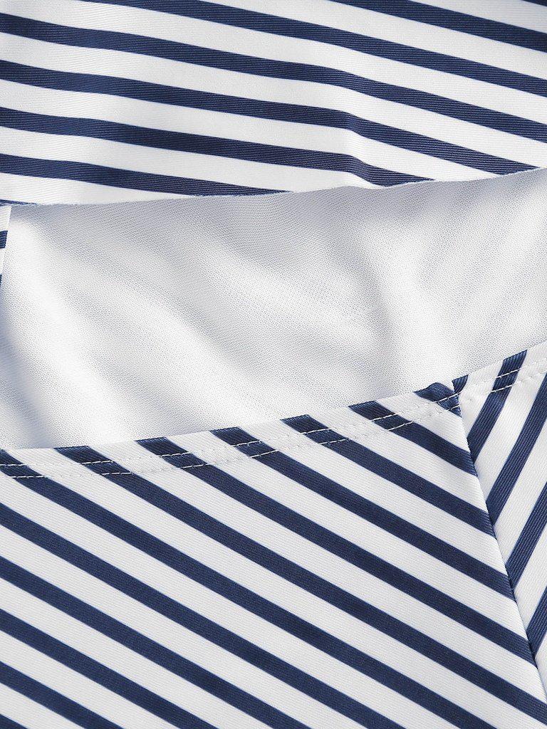 Striped Flounce Swimsuit-swimwear-Des Mess
