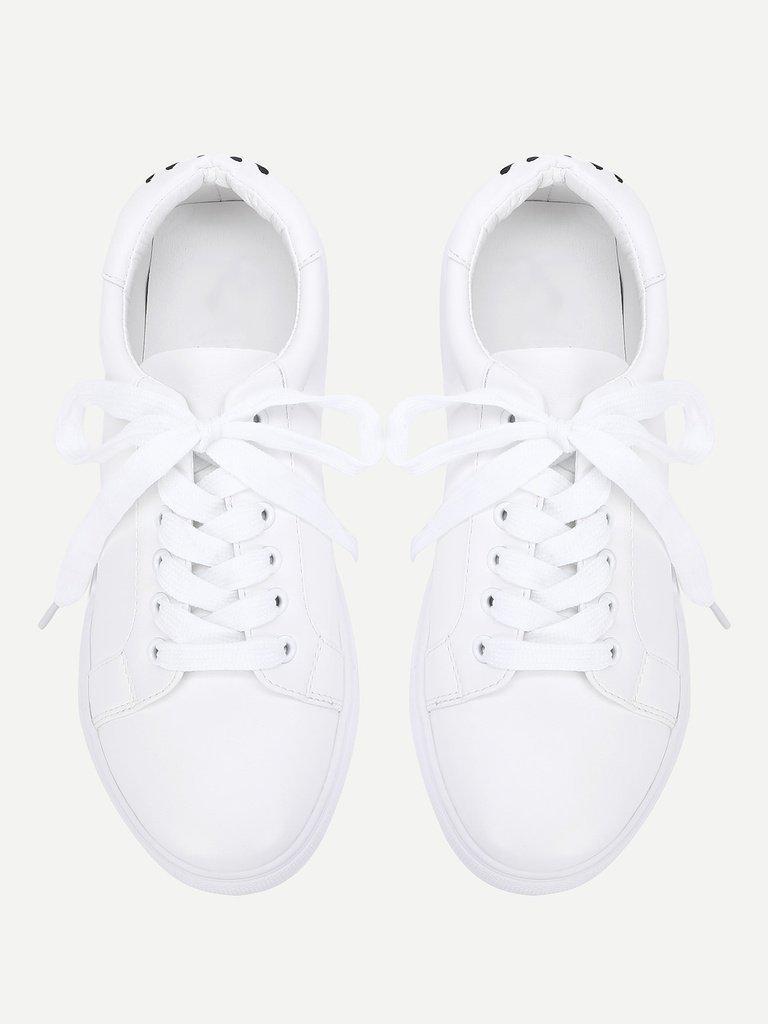 Eye Embroidery Lace Up Slip On Sneakers-shoes-Des Mess