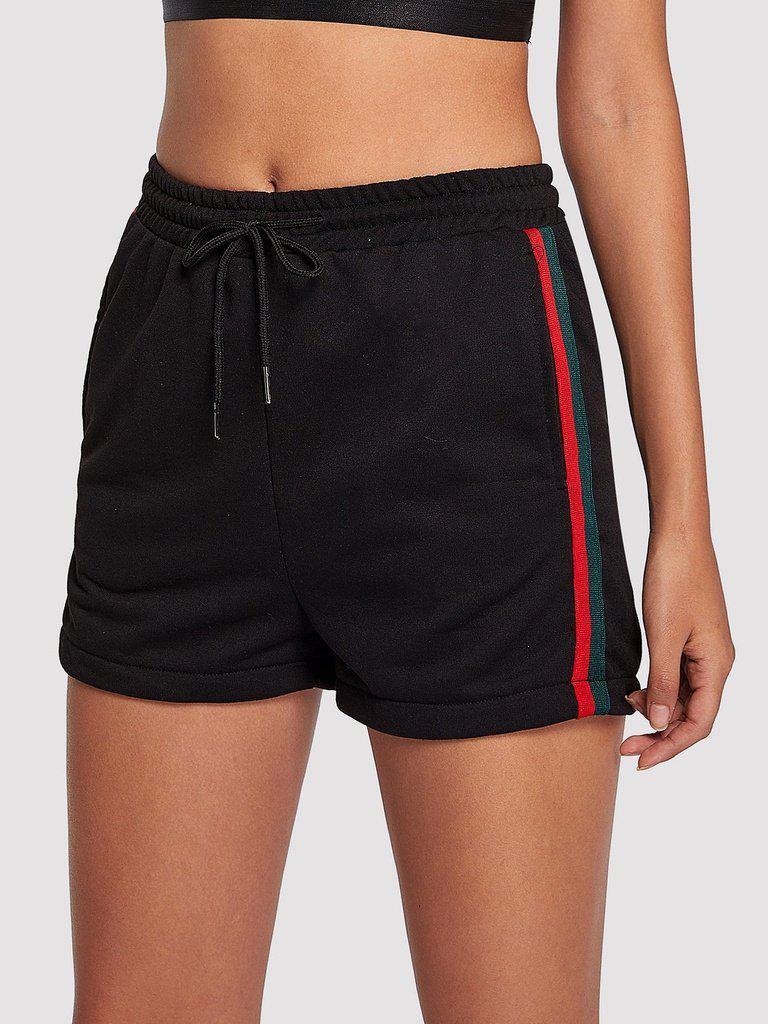 Striped Tape Side Drawstring Waist Shorts-bottom-Des Mess