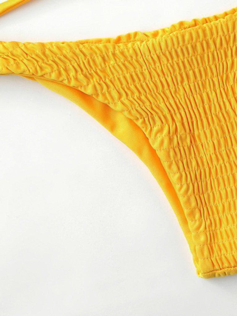 Tie Back Shirred Triangle Bikini Set--Des Mess
