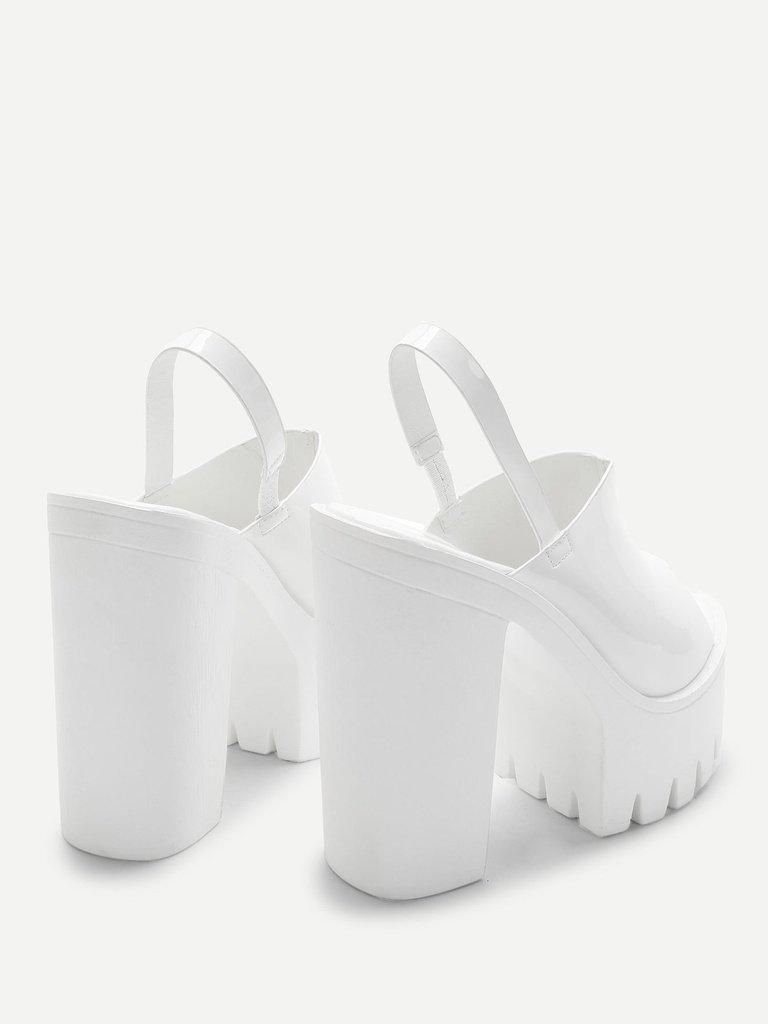 Peep Toe Patent Leather Platform Heels-shoes-Des Mess