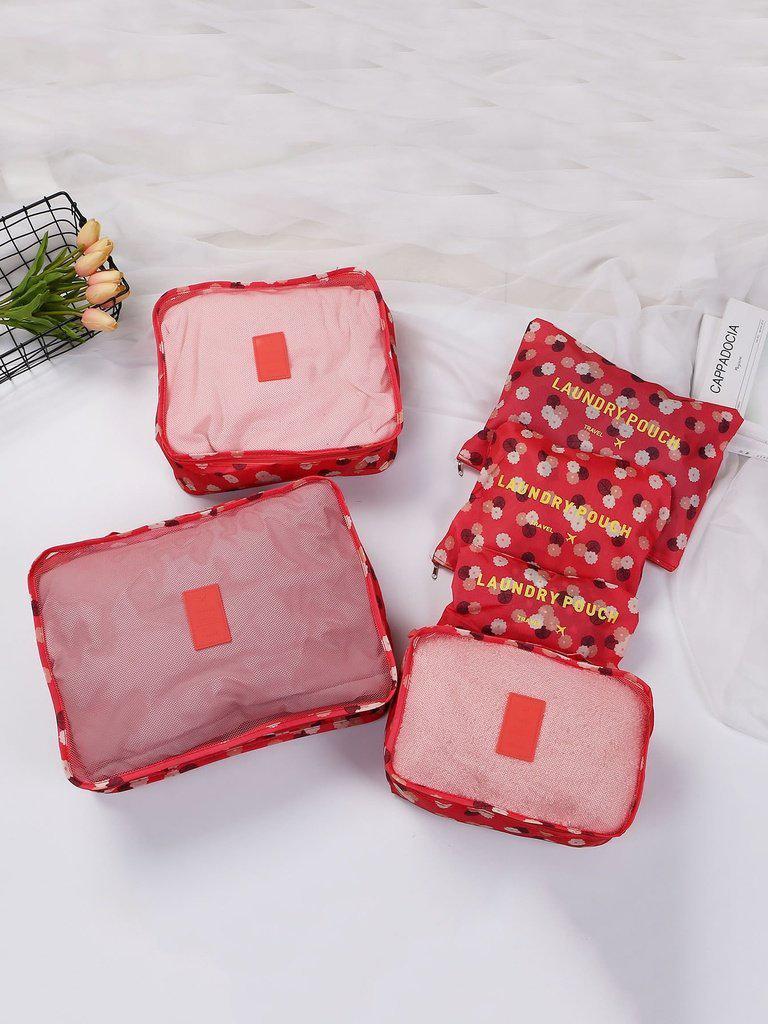 6 Pcs Travel Bags Set Floral Storage Bag-others-Des Mess