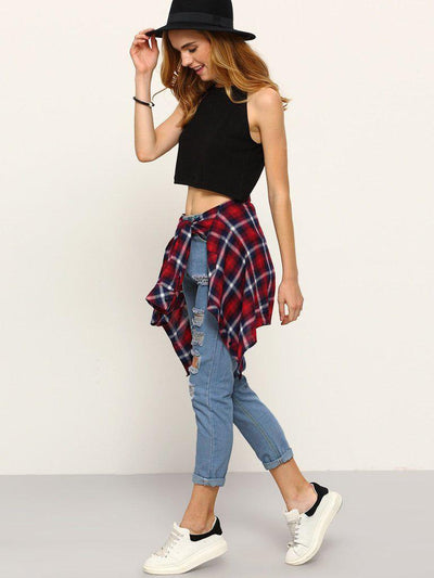 Ripped Straight Leg Jeans-bottom-Des Mess