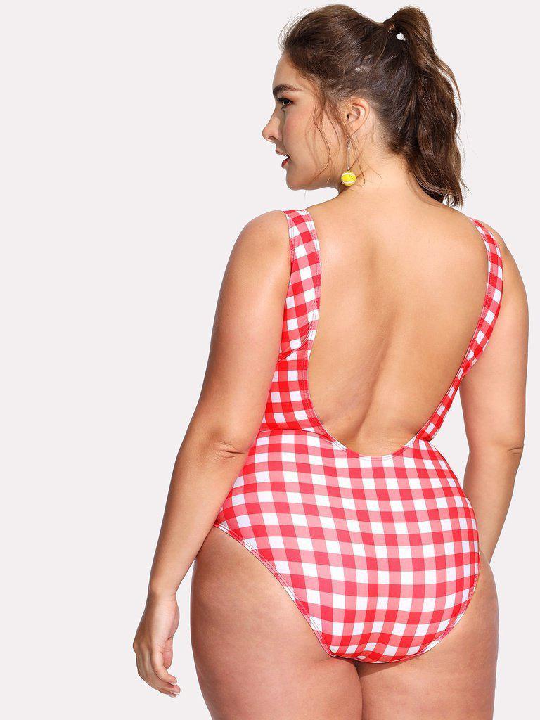 Open Back Grid Swimsuit-swimwear-Des Mess