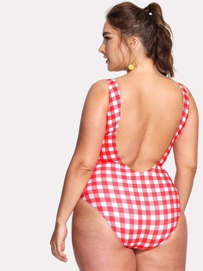 Open Back Grid Swimsuit-swimwear-Des Mess