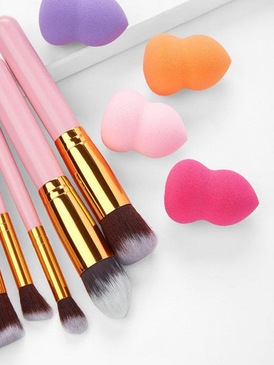 Professional Cosmetic Brush 10Pcs With 4 Puffs--Des Mess