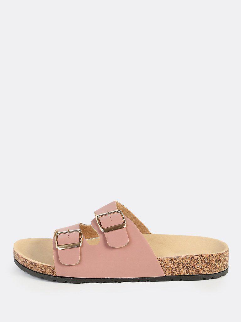 Double Buckle Nubuck Sandals DARK MAUVE-shoes-Des Mess