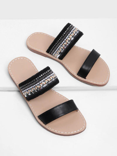 Tribal Embellished Flat Sandals-shoes-Des Mess