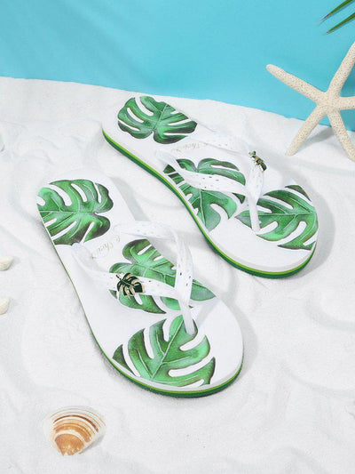 Leaf Decorated Flip Flops-shoes-Des Mess