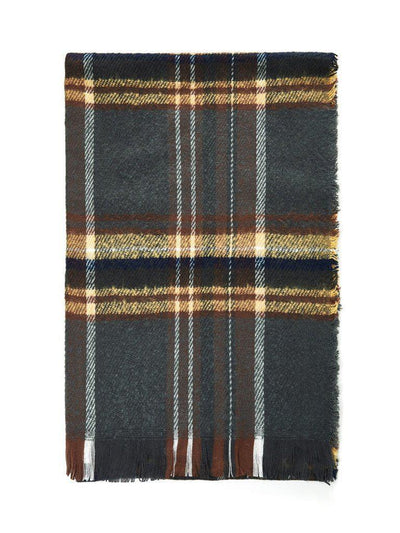 Frayed Trim Plaid Scarf-accessories-Des Mess