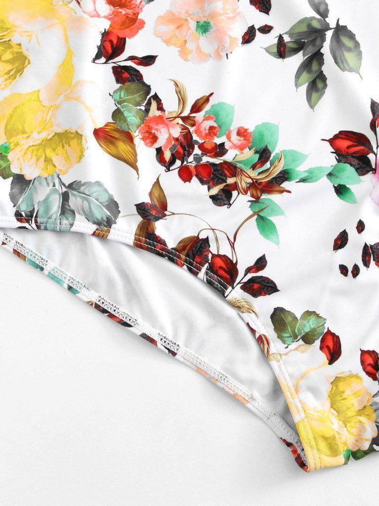 Flower Print Knot Swimsuit-swimwear-Des Mess