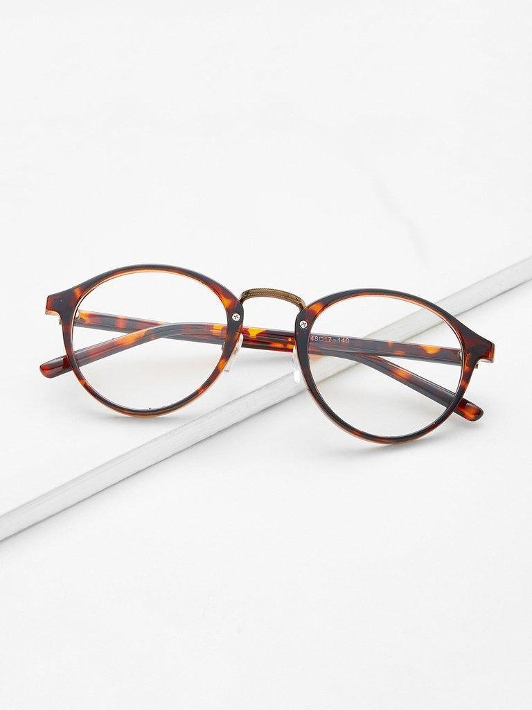 Brown Plastic Leopard Frame Round Glasses-accessories-Des Mess