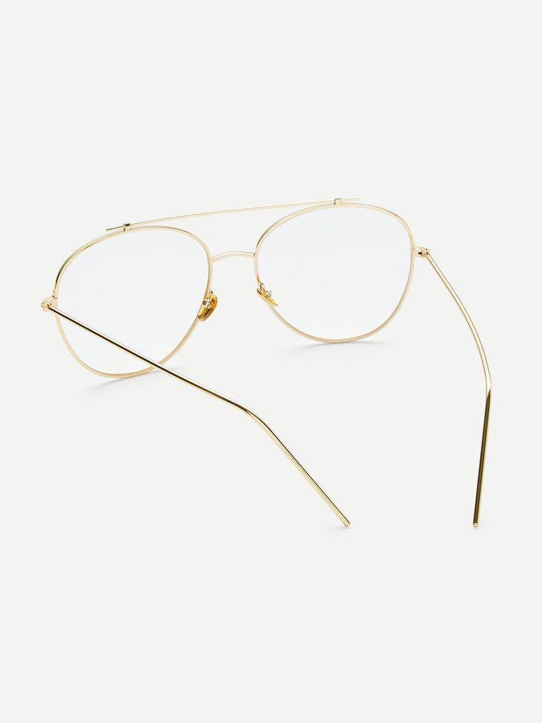 Gold Frame Clear Lens Double Bridge Glasses-accessories-Des Mess