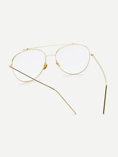 Gold Frame Clear Lens Double Bridge Glasses-accessories-Des Mess