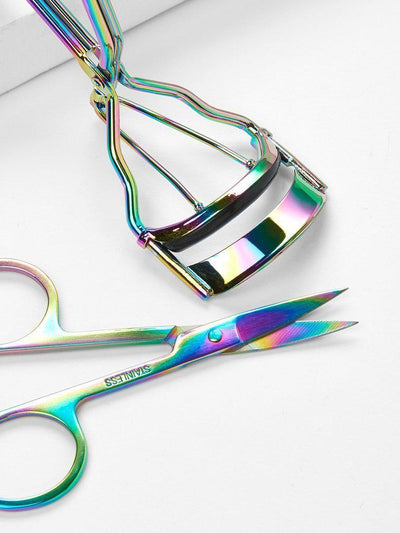 Iridescent Eyelash Curler & Scissors-makeup-Des Mess