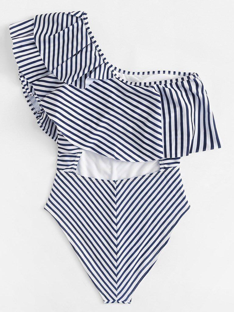 Striped Flounce Swimsuit-swimwear-Des Mess