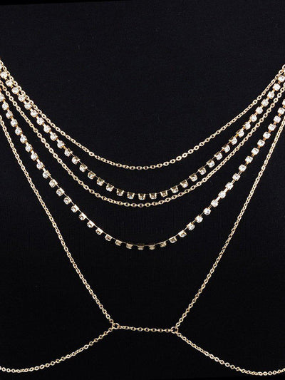 Rhinestone Decorated Chest Body Chain-jewelry-Des Mess