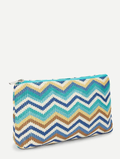 Zig Zag Woven Makeup Bag-makeup-Des Mess
